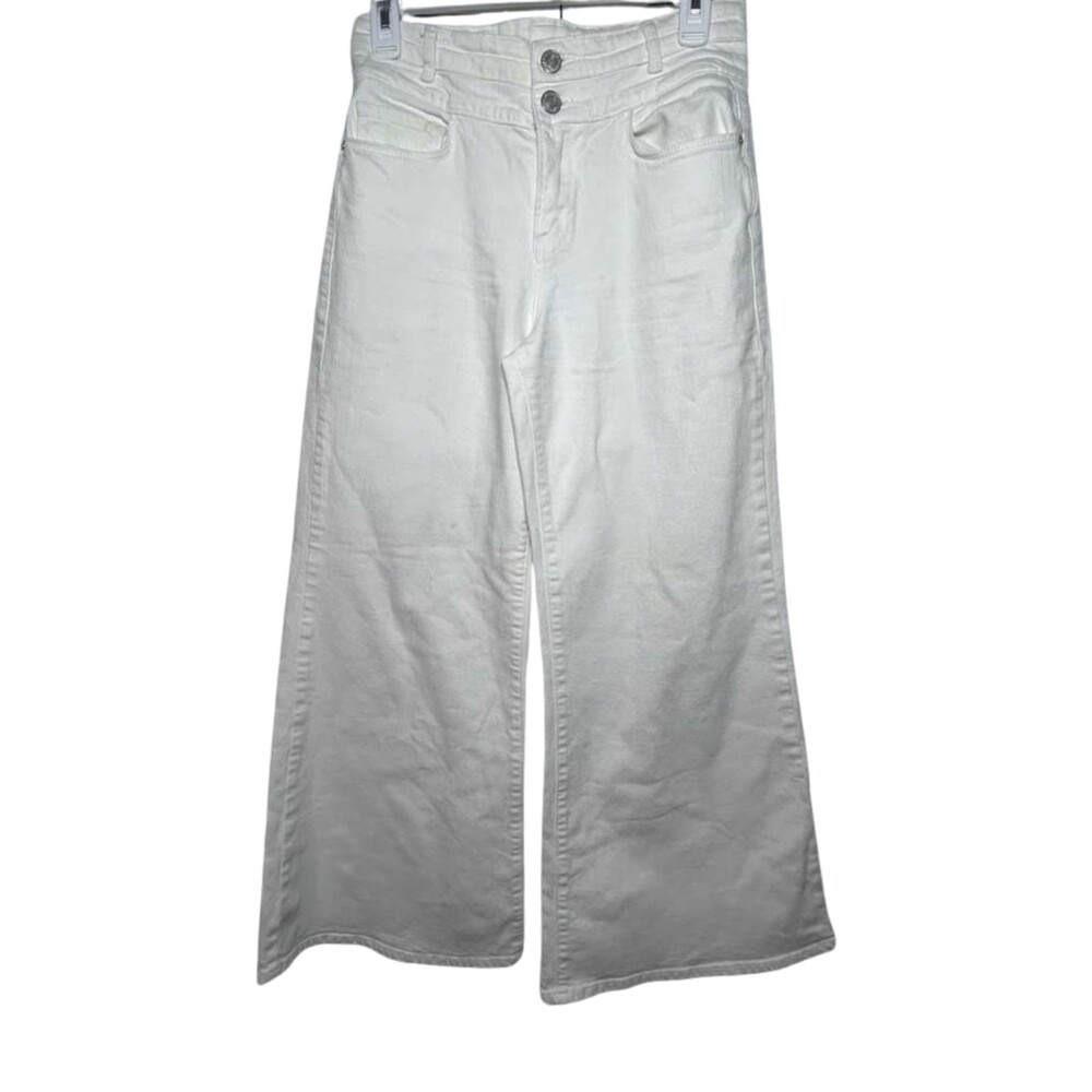 Frame Le Palazzo Crop Jeans Women's Size 26 White Wide Leg Flare
